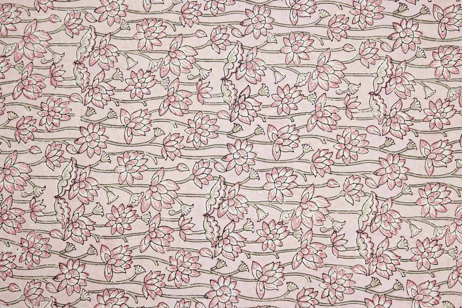 Block-Printed Gift Wrapping Paper Sheet (in Lotus Pink Earth)