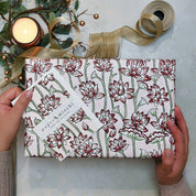 Block-Printed Gift Wrapping Paper Sheet (in Lotus Cherry)