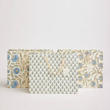 Hand Block Printed Gift Bag - Blue Stone Collection - Variety of Styles (Large)