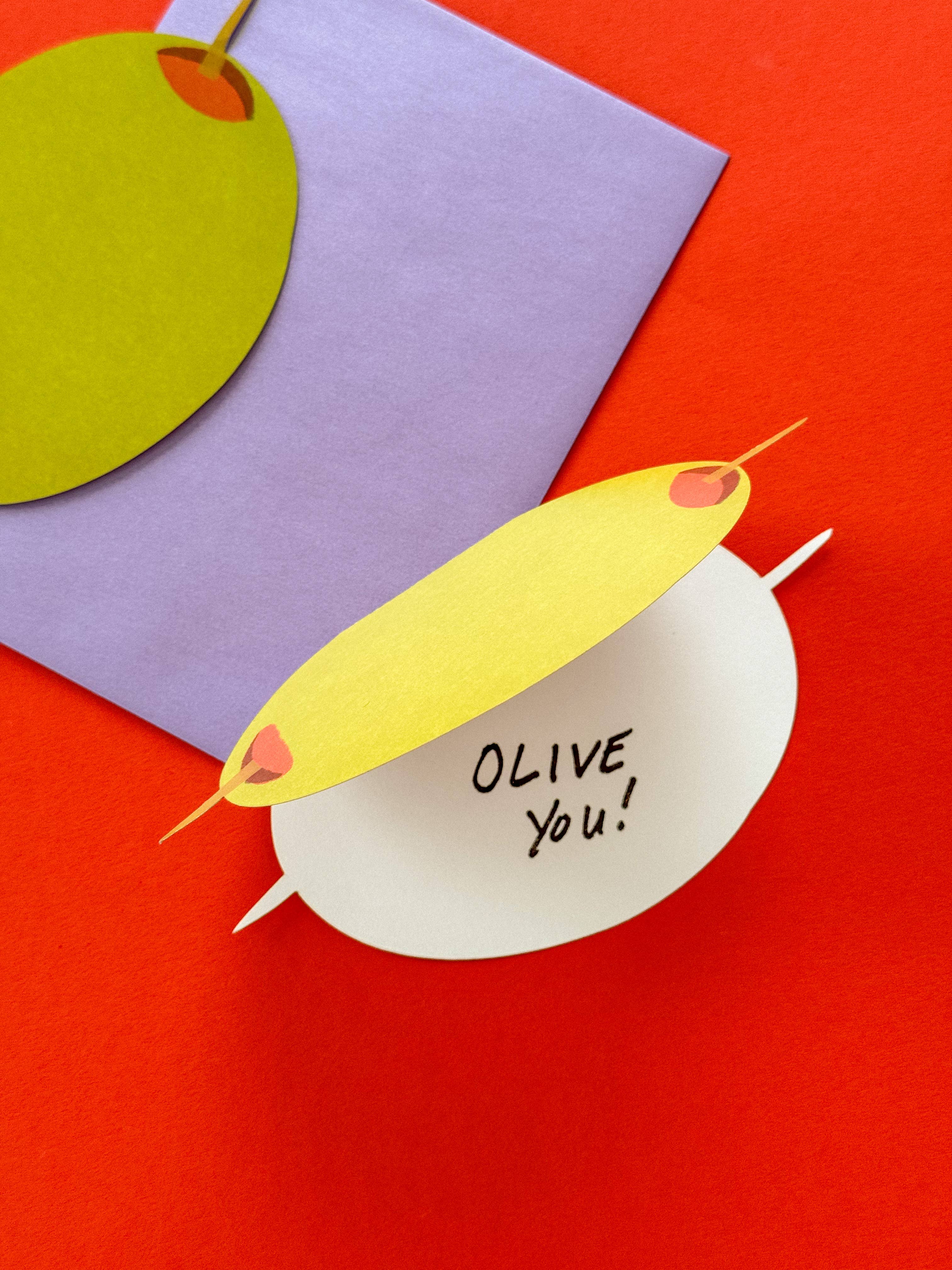 Olive Die-Cut Greeting Card