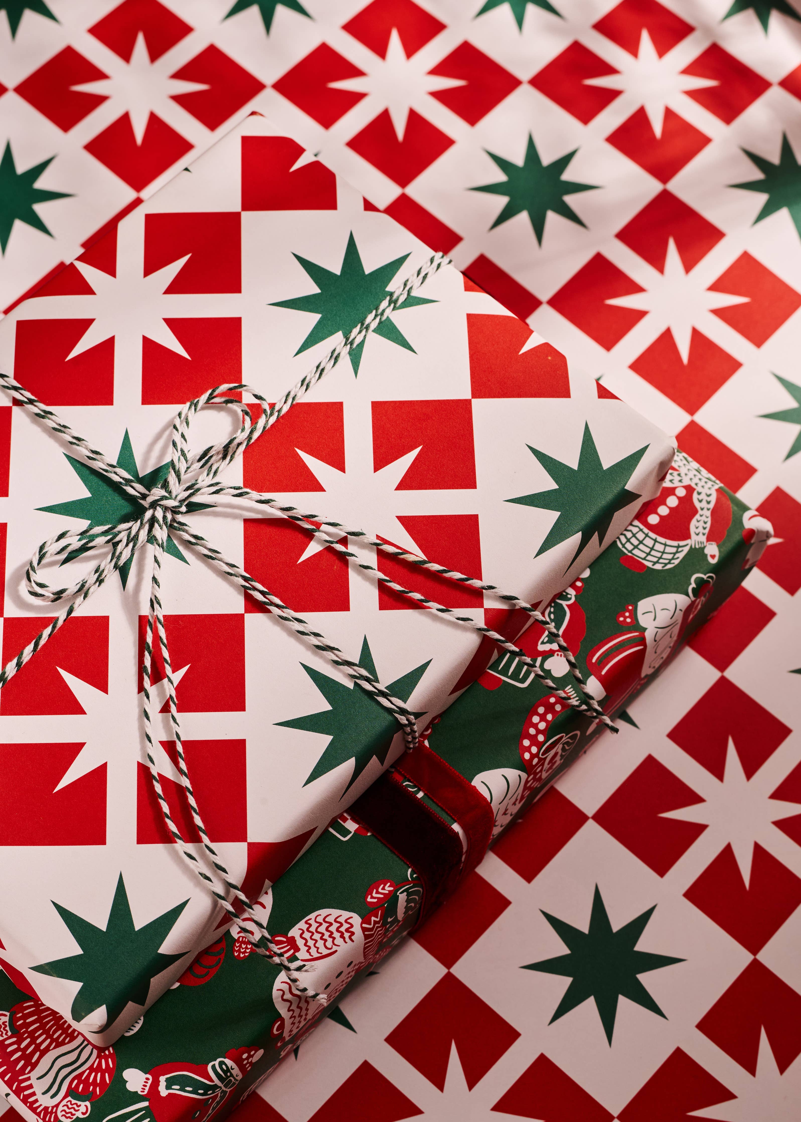 Ski Buddies & Star Block Double Sided Gift Wrap (Set of 3)