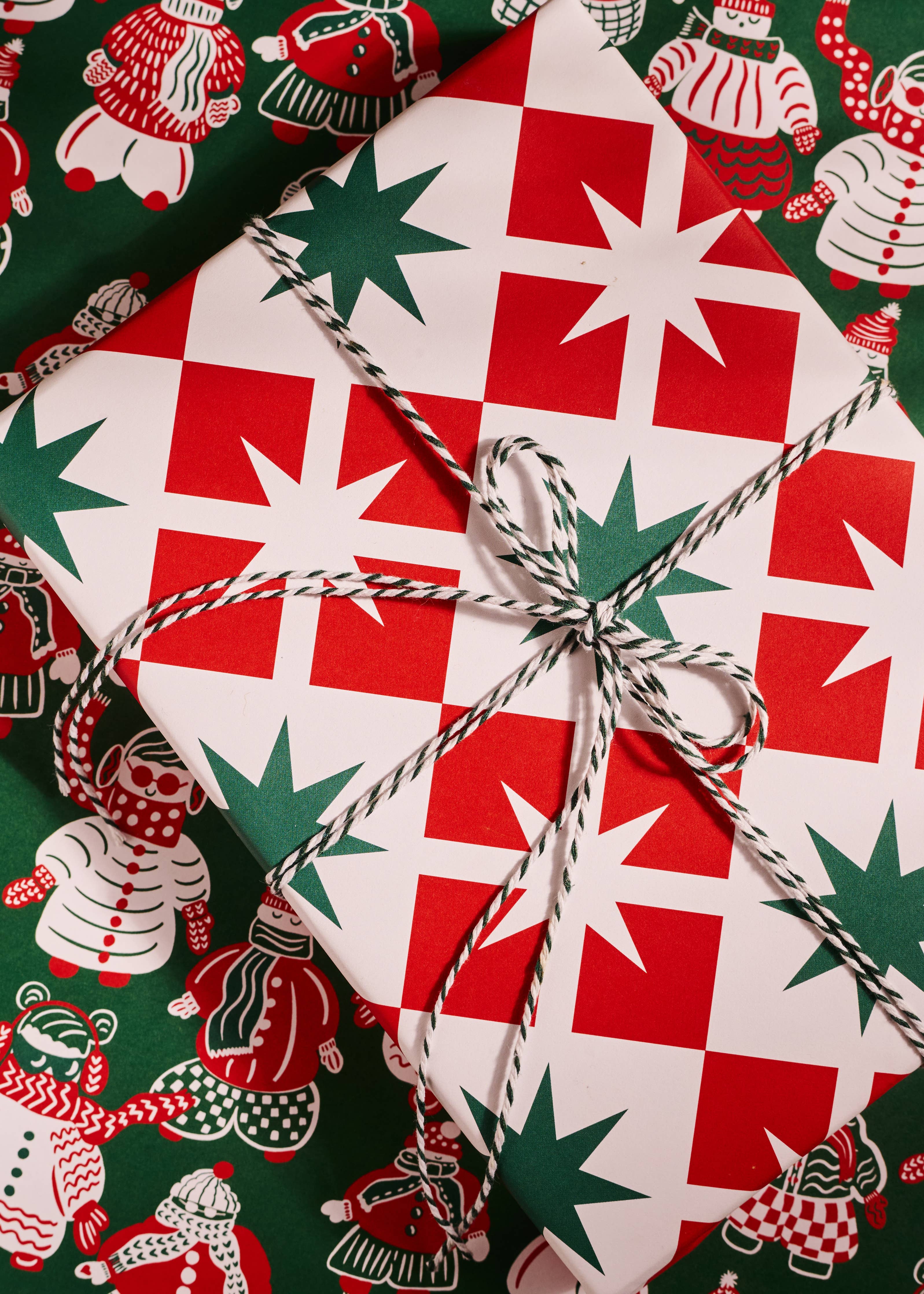 Ski Buddies & Star Block Double Sided Gift Wrap (Set of 3)