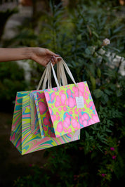 Hand Block Printed Gift Bag - Neon Collection - Variety of Styles (Medium)