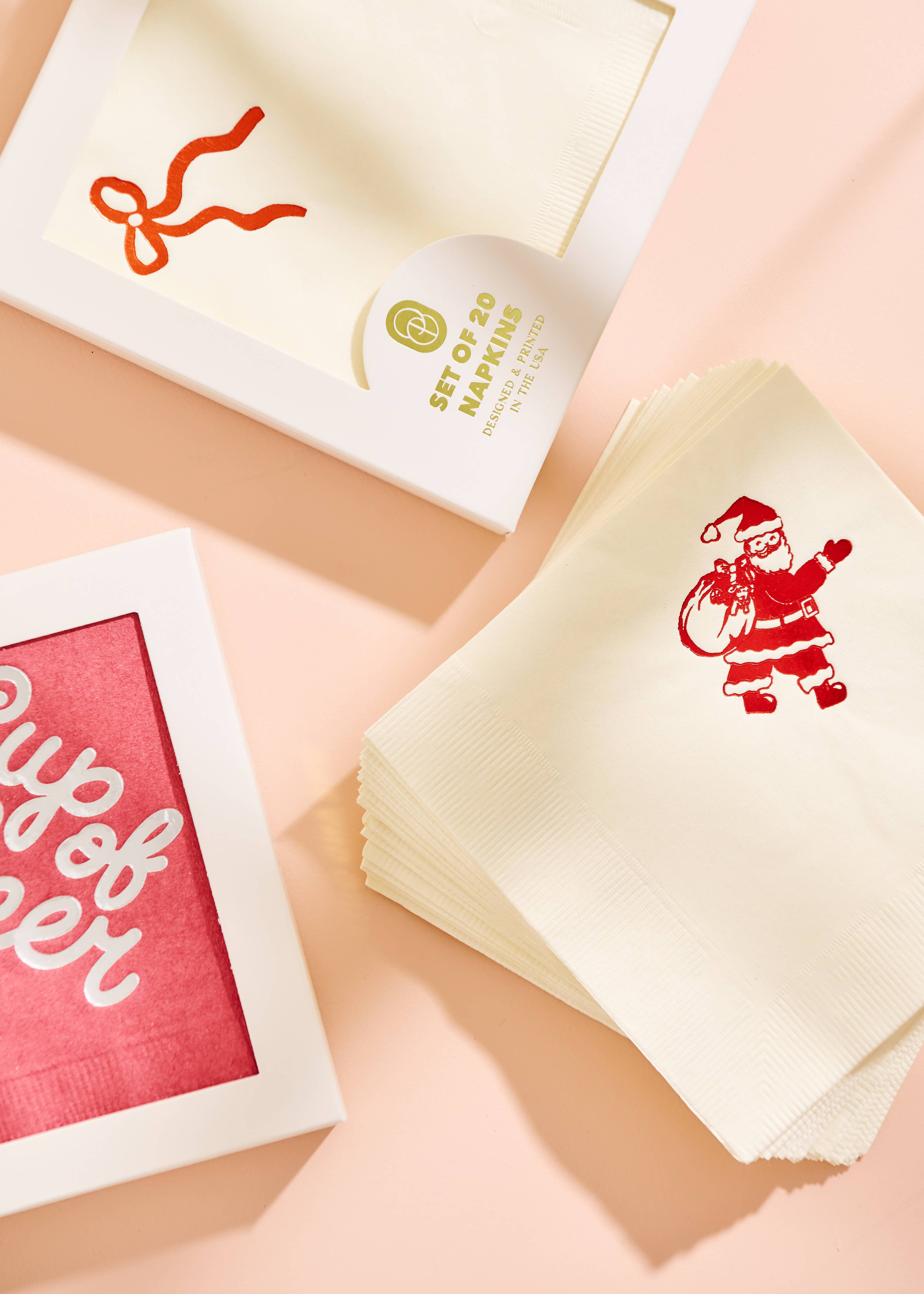 Classic Red Bow Cocktail Paper Beverage Napkins (Set of 20)