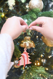 Keepsake Marble Ornament Greeting Card - Tree Joyful Red