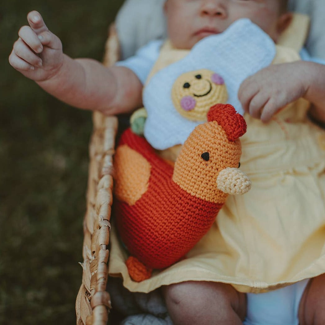 Hand-stitched breakfast Egg Rattle