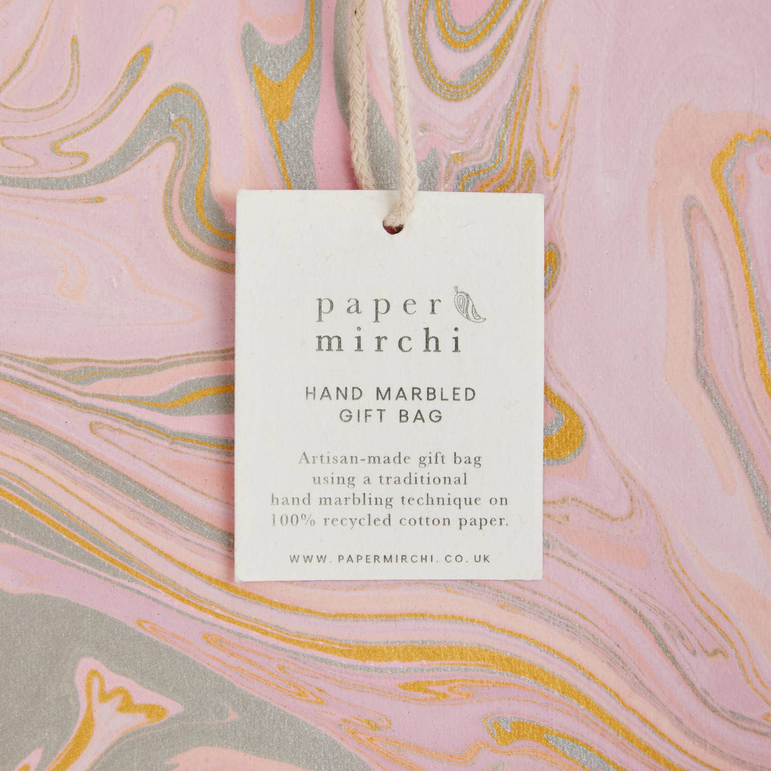 Hand Block Printed Gift Bag - Pastel Collection - Variety of Styles (Large)