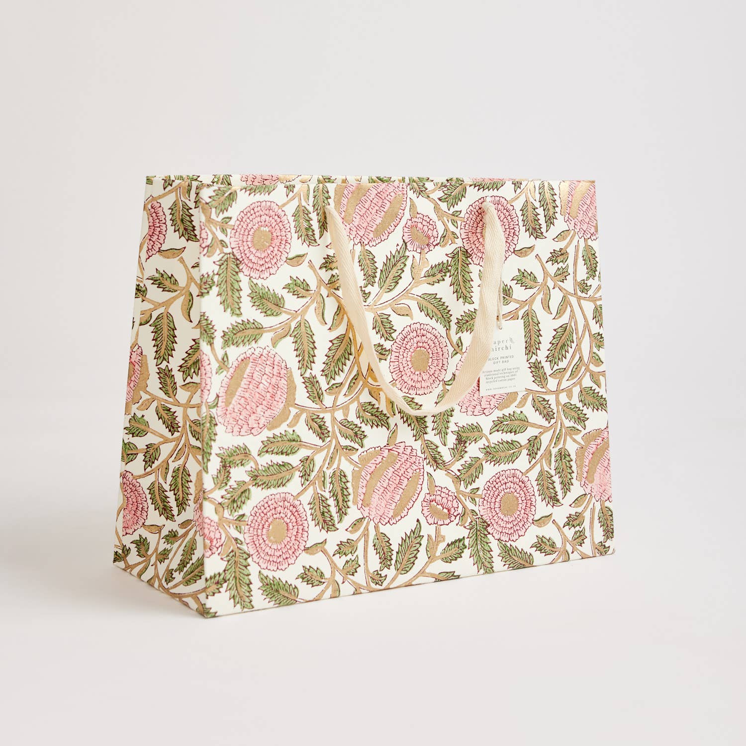 Hand Block Printed Gift Bag - Blush Collection - Variety of Styles (Large)