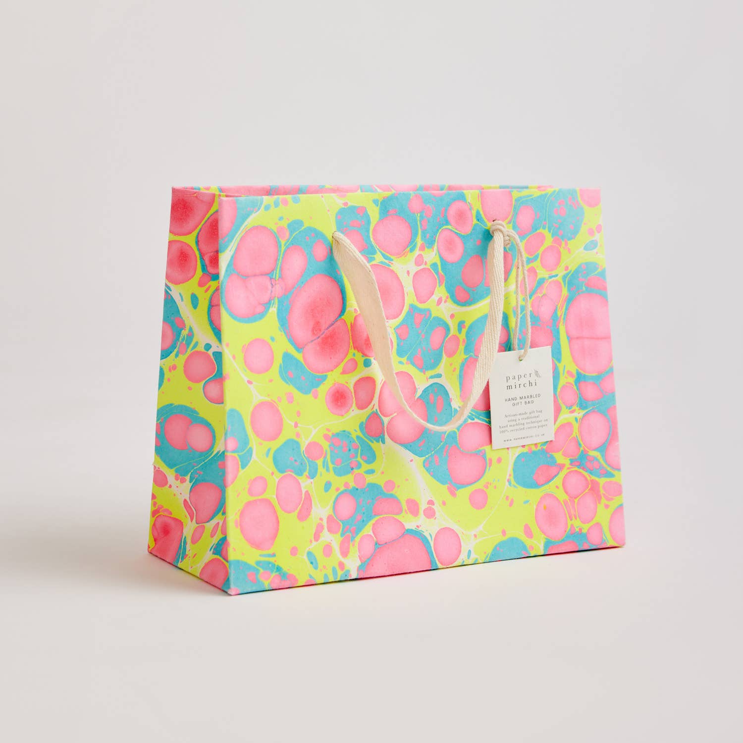 Hand Block Printed Gift Bag - Neon Collection - Variety of Styles (Medium)