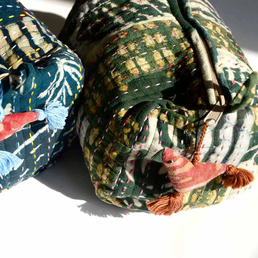 Zero Waste Cotton Large Toiletry Bag Travel Pouch - PATCH