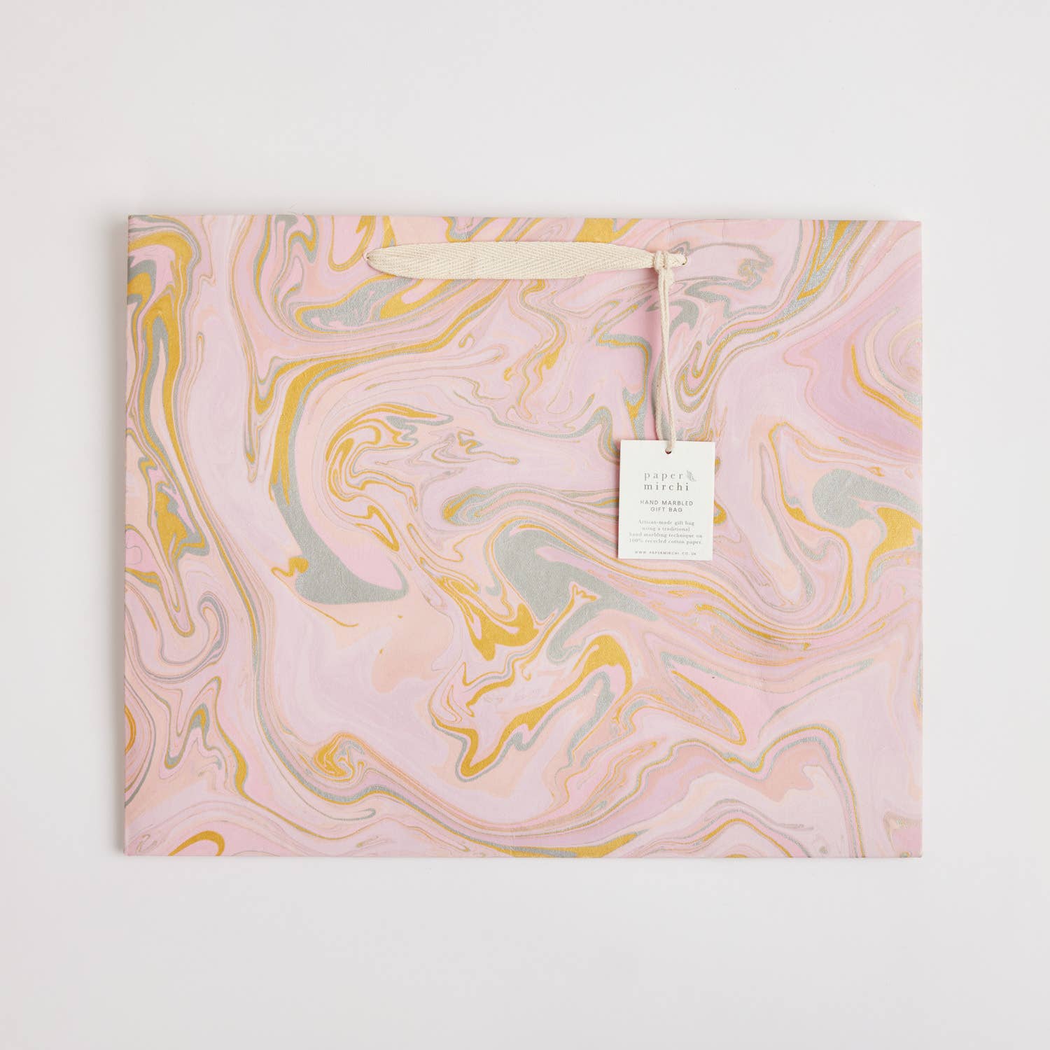 Hand Block Printed Gift Bag - Pastel Collection - Variety of Styles (Large)