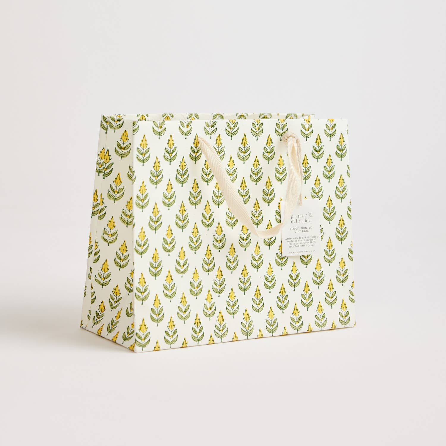 Hand Block Printed Gift Bag - Sunshine Collection - Variety of Styles (Medium)