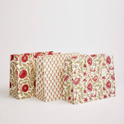 Hand Block Printed Gift Bags - Scarlet (Variety of Patterns) - Large