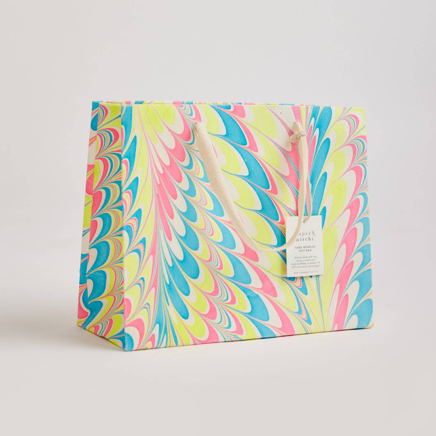Hand Block Printed Gift Bag - Neon Collection - Variety of Styles (Medium)