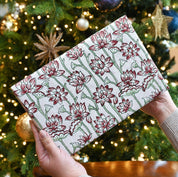 Block-Printed Gift Wrapping Paper Sheet (in Lotus Cherry)