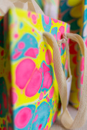 Hand Block Printed Gift Bag - Neon Collection - Variety of Styles (Small)