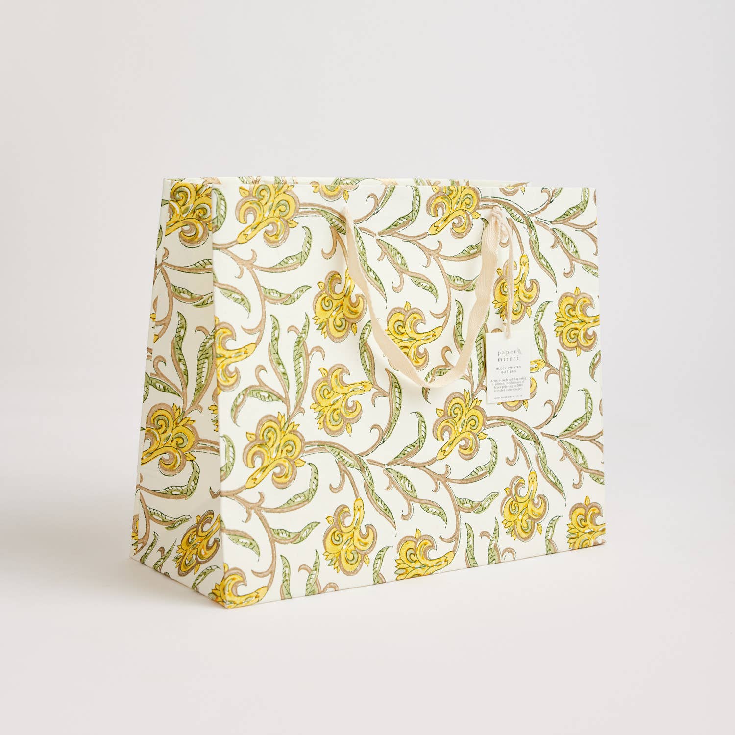 Hand Block Printed Gift Bag - Sunshine Collection - Variety of Styles (Large)