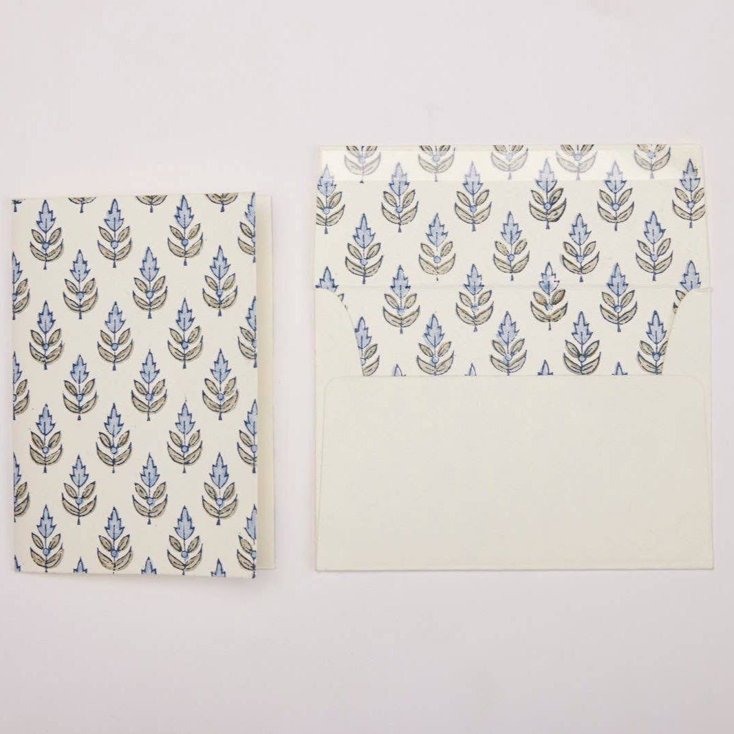 Hand Block Printed Greeting Card (in Buti Blue Stone)