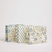 Hand Block Printed Gift Bag - Blue Stone Collection - Variety of Styles (Medium)