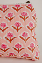 Quilted Travel Pouch - Handmade (5" x 5" x 7")