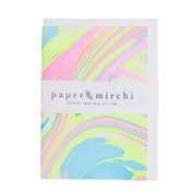 Hand Marbled Greeting Card (in Neon Waves)
