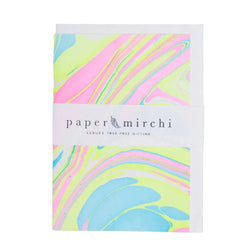 Hand Marbled Greeting Card (in Neon Waves)