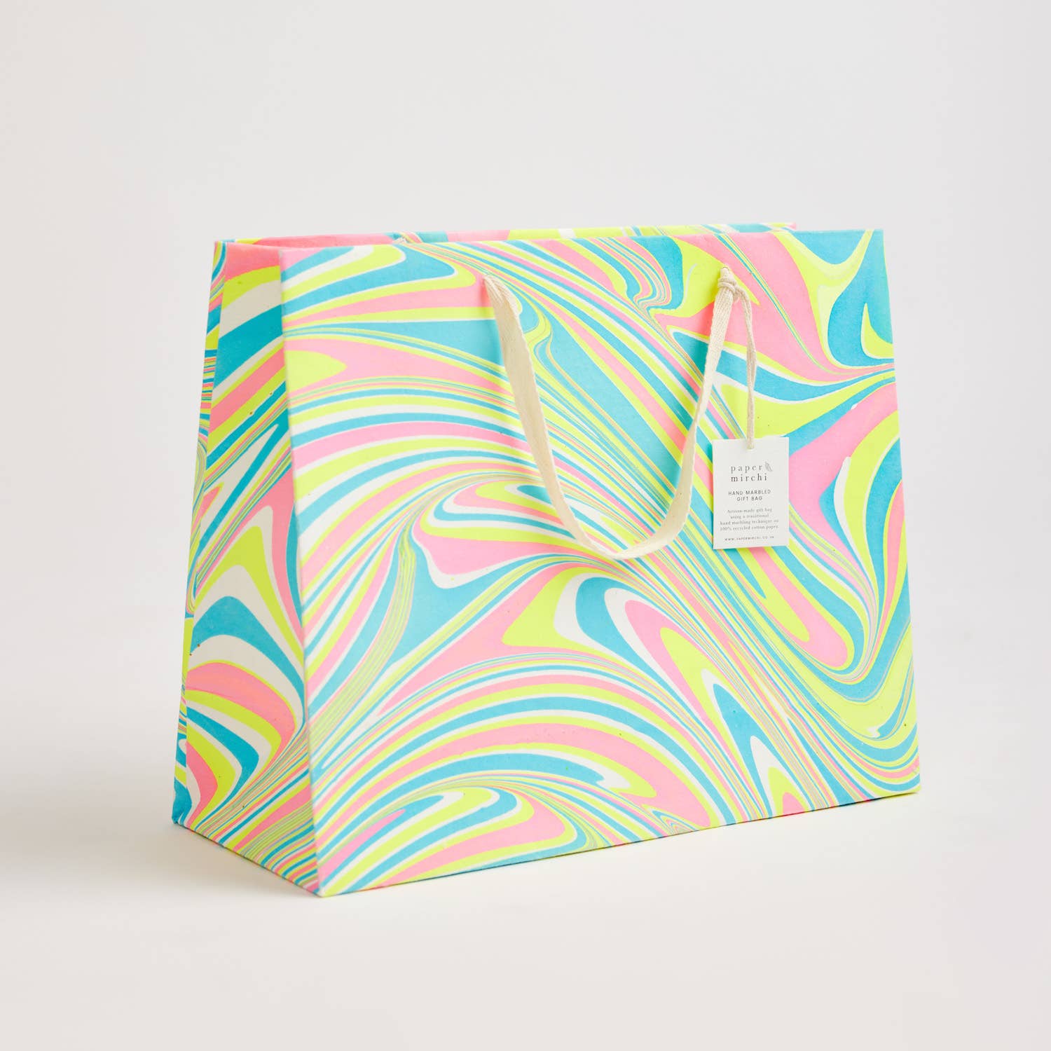 Hand Block Printed Gift Bag - Neon Collection - Variety of Styles (Large)