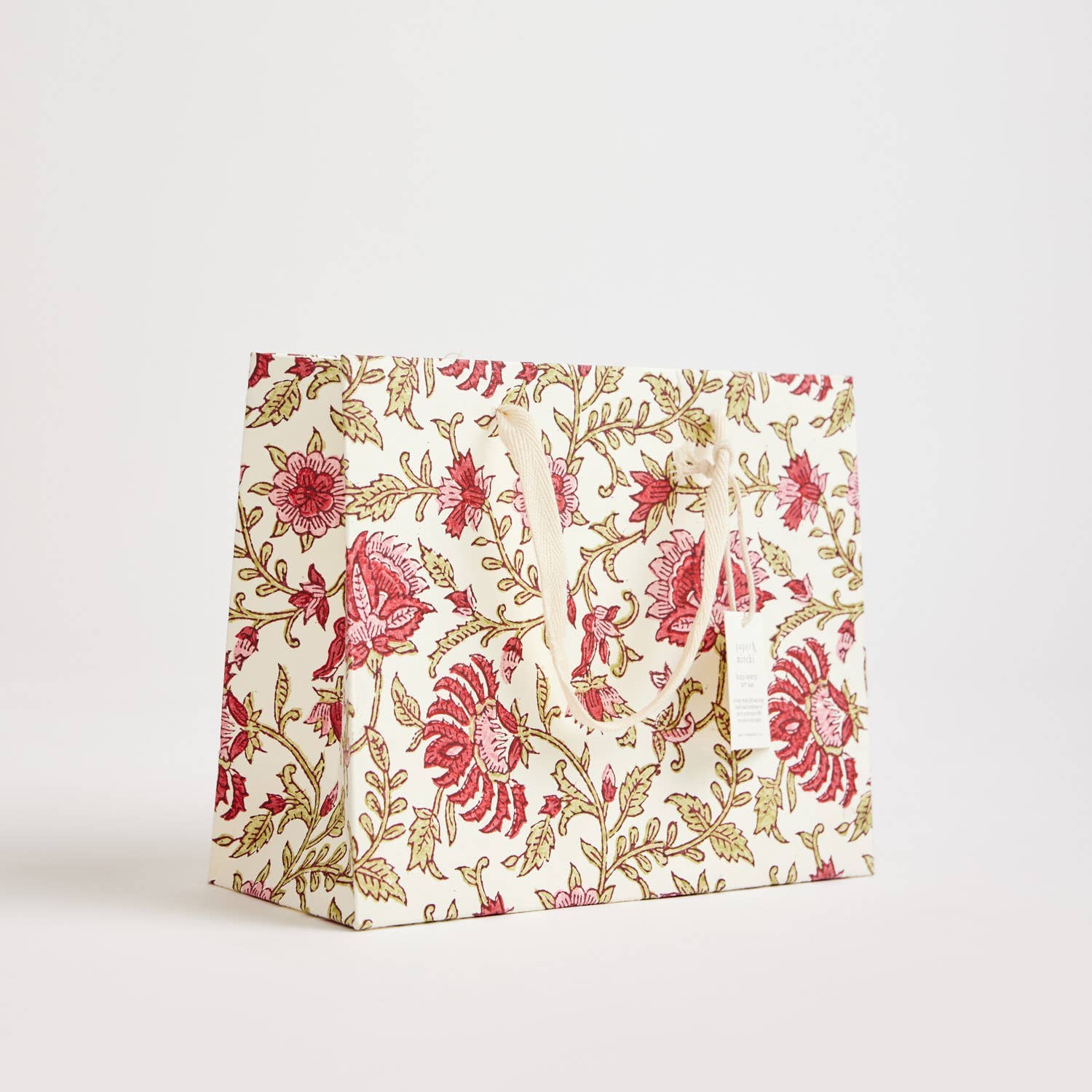 Hand Block Printed Gift Bags - Scarlet (Variety of Styles) - Medium