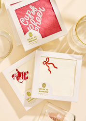 Classic Red Bow Cocktail Paper Beverage Napkins (Set of 20)