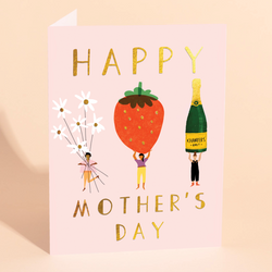 'Happy Mother's Day' Strawberry, Flowers & Champagne Card
