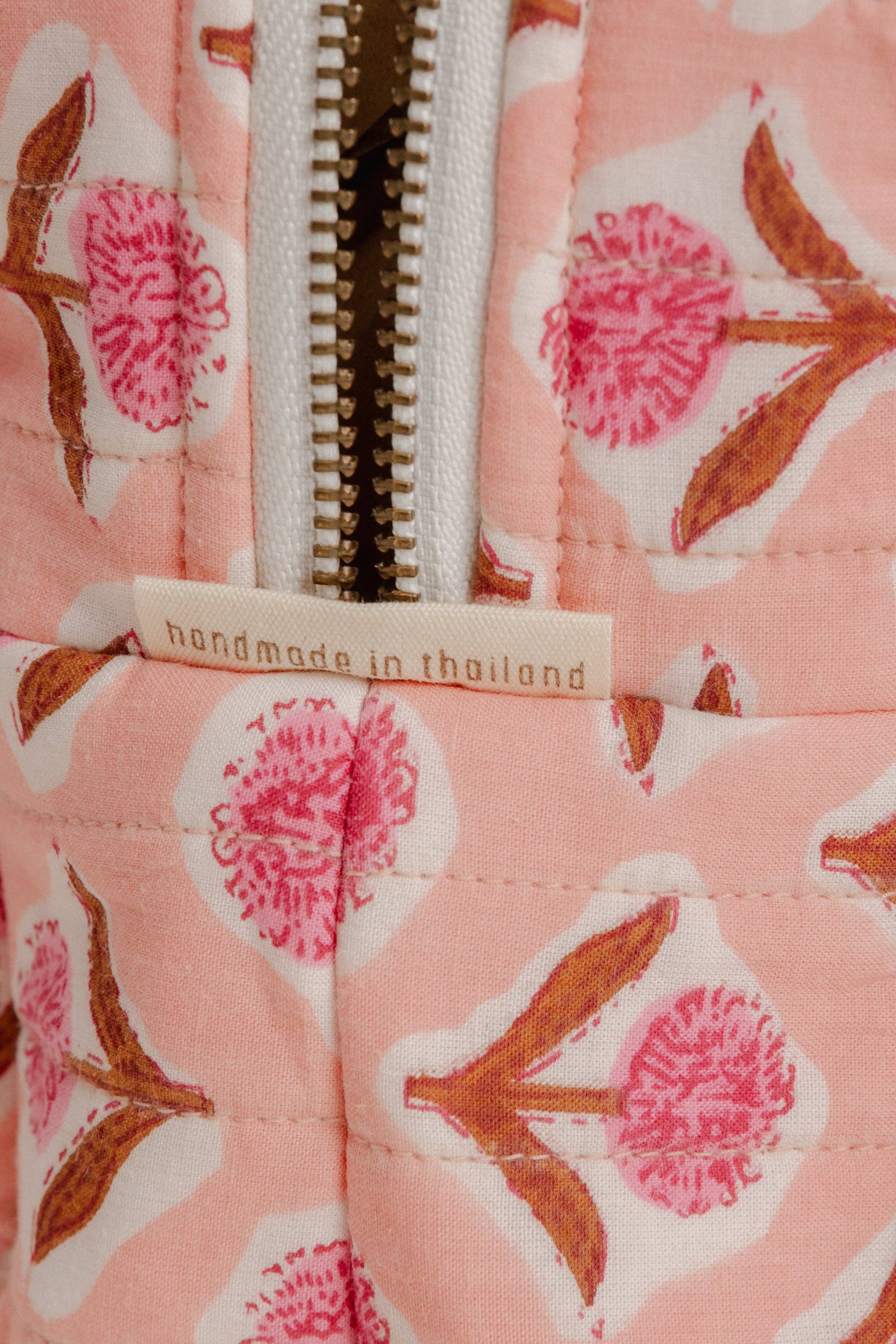 Quilted Travel Pouch - Handmade (5" x 5" x 7")