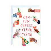 'Cin Cin Cheers Clink Clink' - Congratulations - Greeting Card