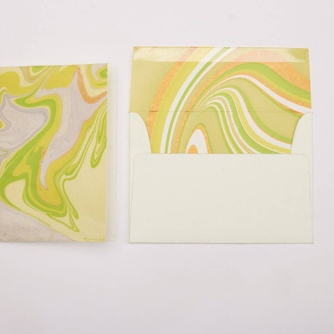 Hand-Marbled Greeting Card (Limoncello)