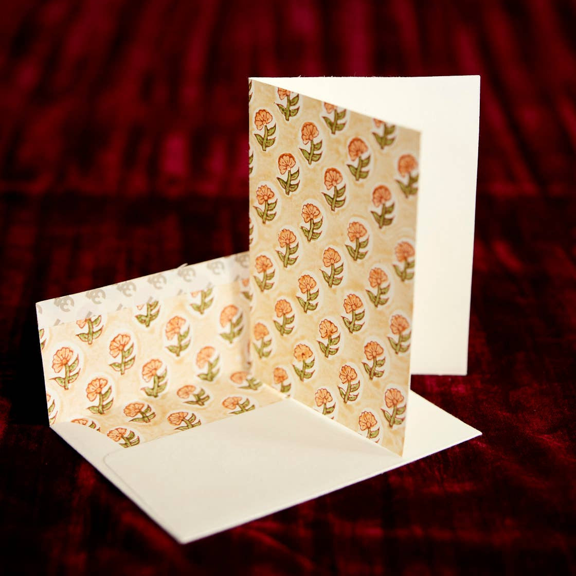 Hand Block Printed Greeting Card (in Daisy Coral)