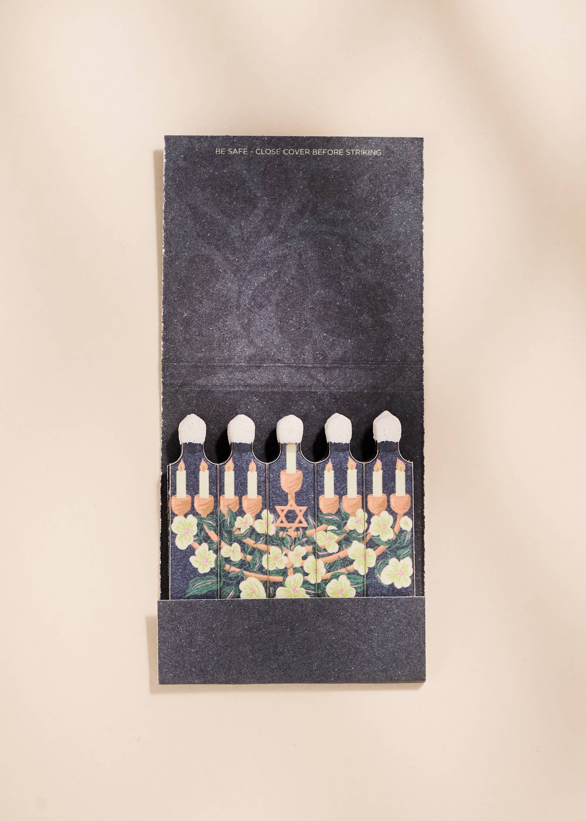Floral Illustrated Menorah 10-Stem Matchbooks