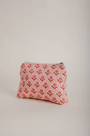 Quilted Travel Pouch - Handmade (5" x 5" x 7")