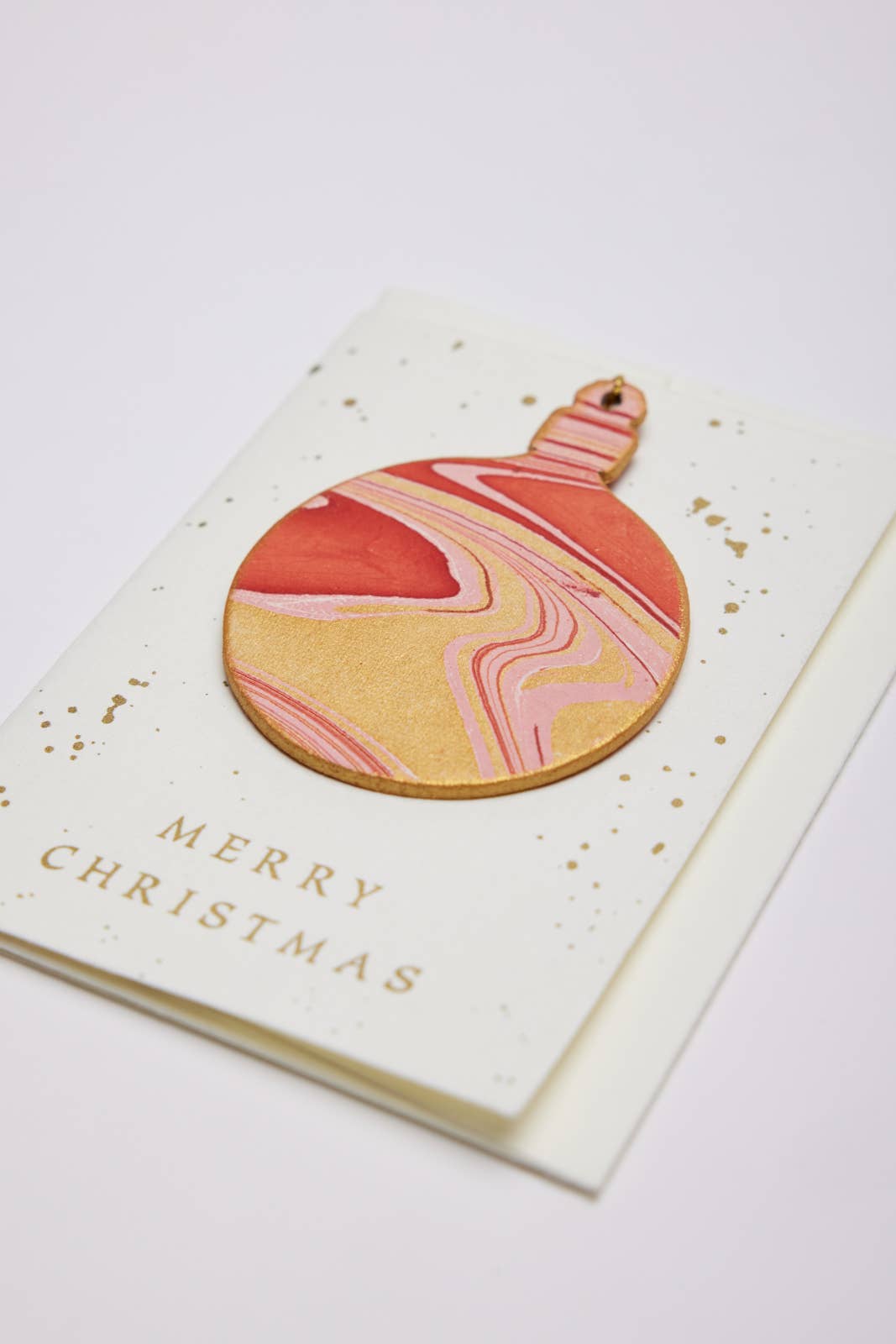 Keepsake Marble Ornament Greeting Card - Bauble Joyful Red