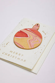 Keepsake Marble Ornament Greeting Card - Bauble Joyful Red