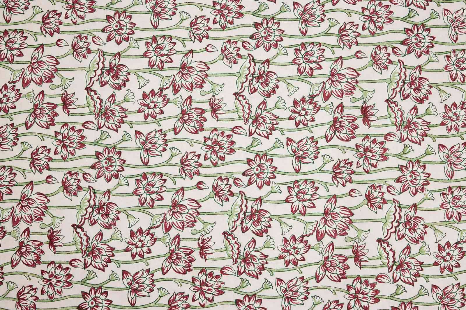 Block-Printed Gift Wrapping Paper Sheet (in Lotus Cherry)