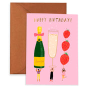 'Happy Birthday' Champagne Wishes & Strawberries Card