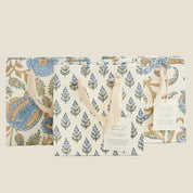 Hand Block Printed Gift Bag - Blue Stone Collection - Variety of Styles (Small)