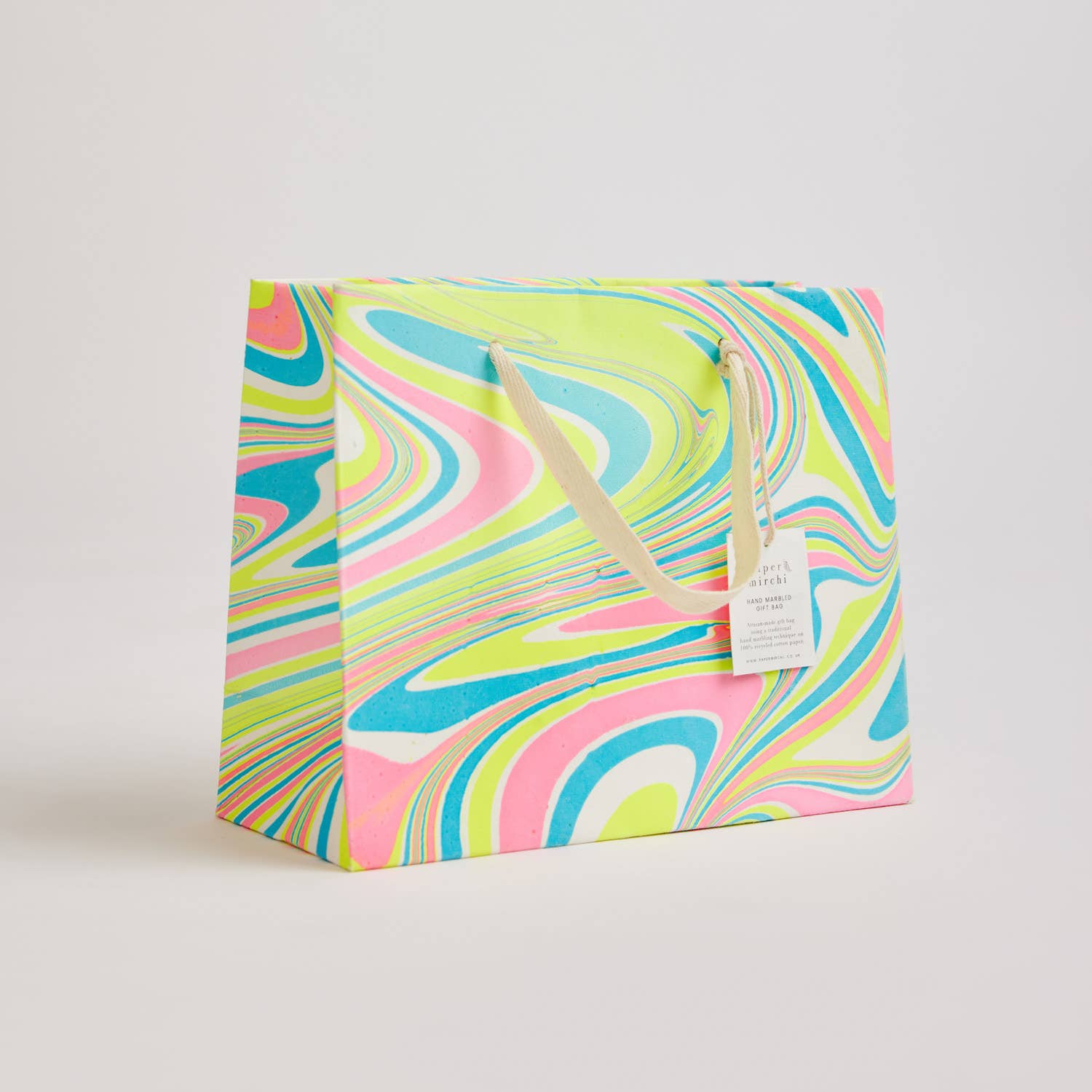 Hand Block Printed Gift Bag - Neon Collection - Variety of Styles (Medium)