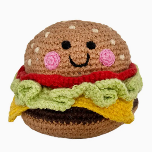 Hand-stitched Hamburger Rattle
