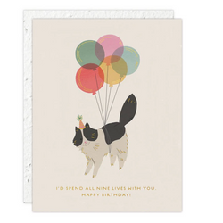 'I'd Spend All Nine Lives With You, Happy Birthday' Plantable Seed Card