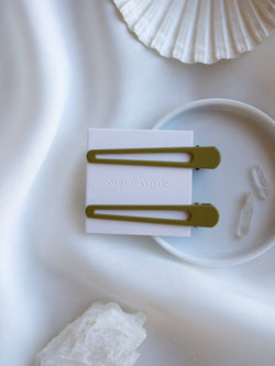Triangle Hair Clips In Olive