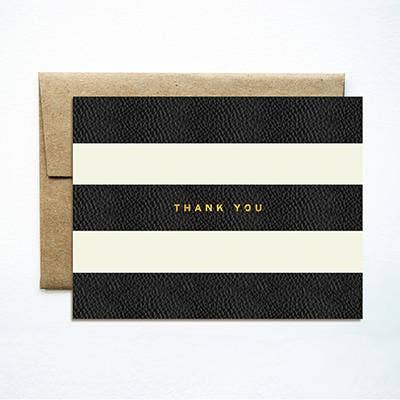 'Thank You' Black & White Foil Stripes Card