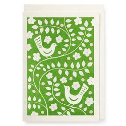 Green Bird Pattern Card