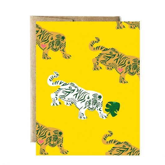 White Tiger Heart Card (Yellow Backdrop)