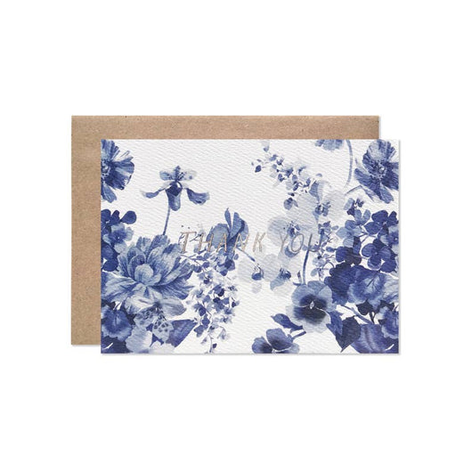 'Thank you' Floral Blue Card