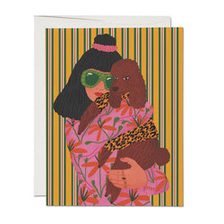 Poodle Woman Card
